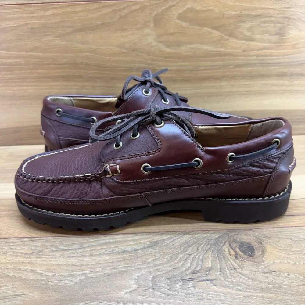 LL BEAN Allagash Moc Toe Loafers Mens 9.5 EE Brown Leather Handsewn Outdoor